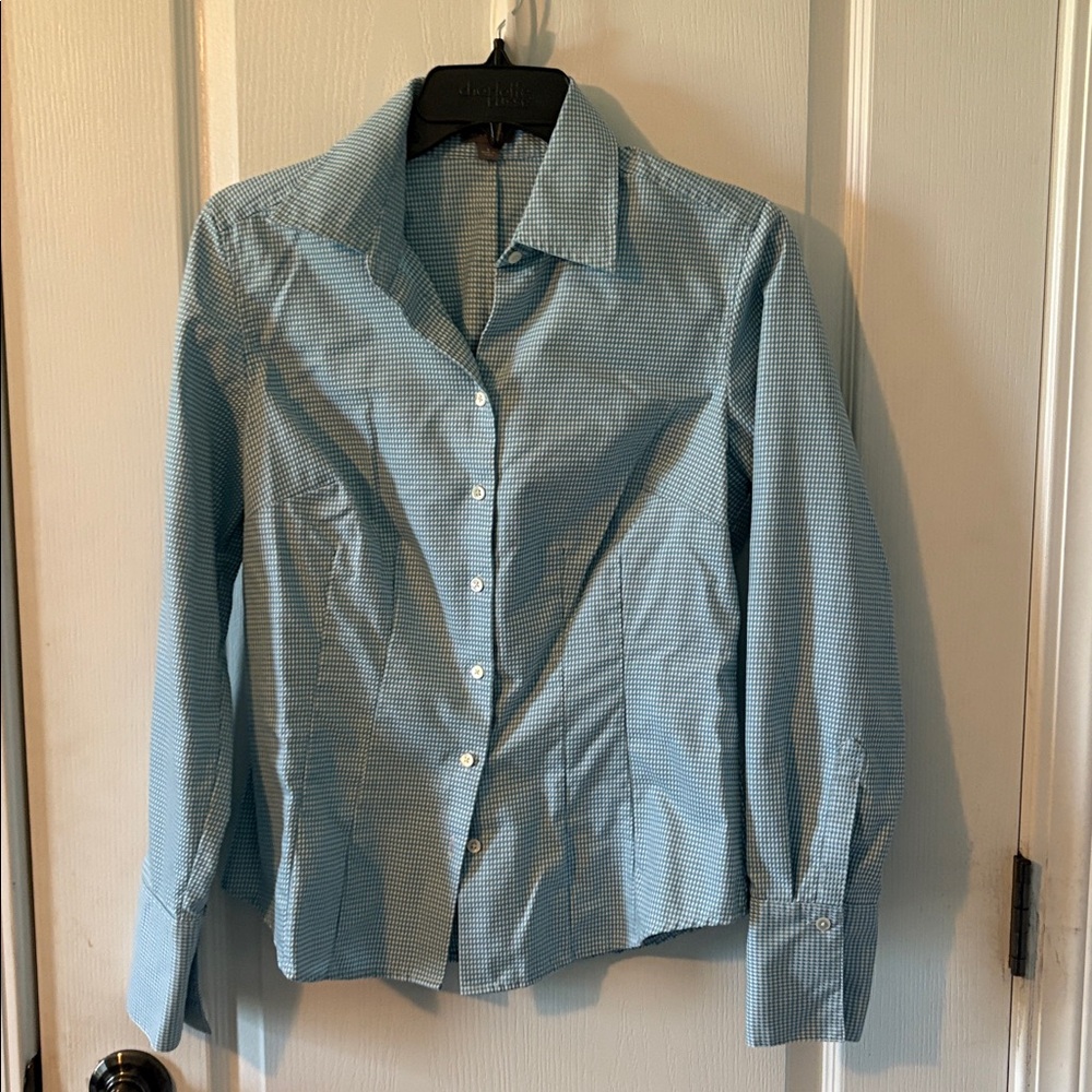 Blue Checkered Button-Up Shirt